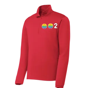 002 Pickleball (Colors Pink Purple Or Rainbow) | Men's 1/4 Zip Long Sleeve Pullover Athletic Shirt | 100% Polyester