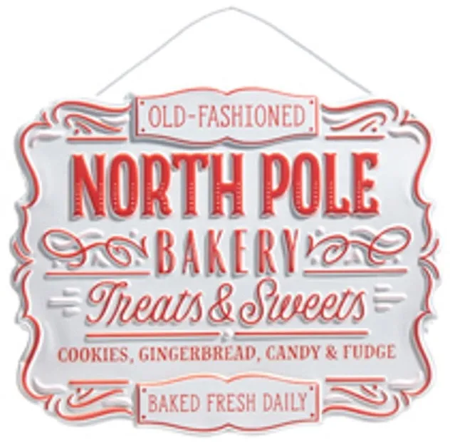 12" North Pole Confectionary and Bakery Ornament Sign