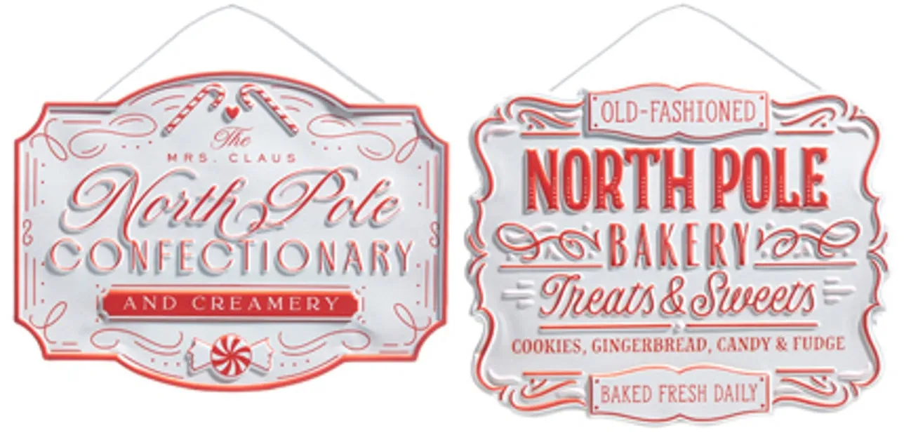 12" North Pole Confectionary and Bakery Ornament Sign