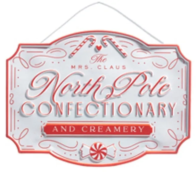 12" North Pole Confectionary and Bakery Ornament Sign