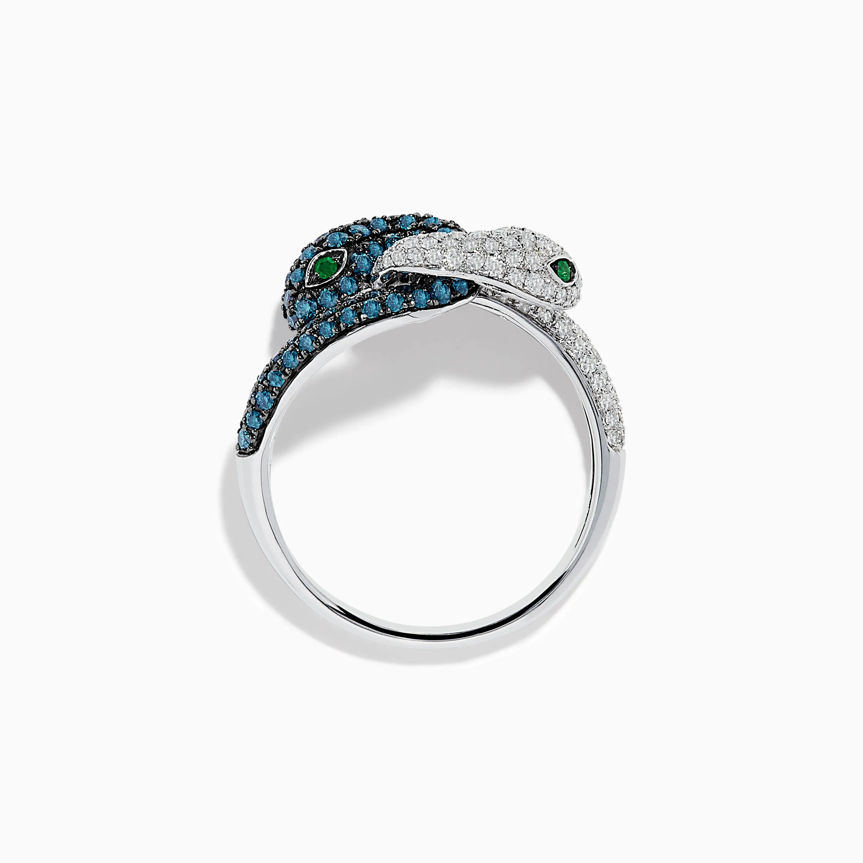 14K White Gold Blue and White Diamond Snake Ring