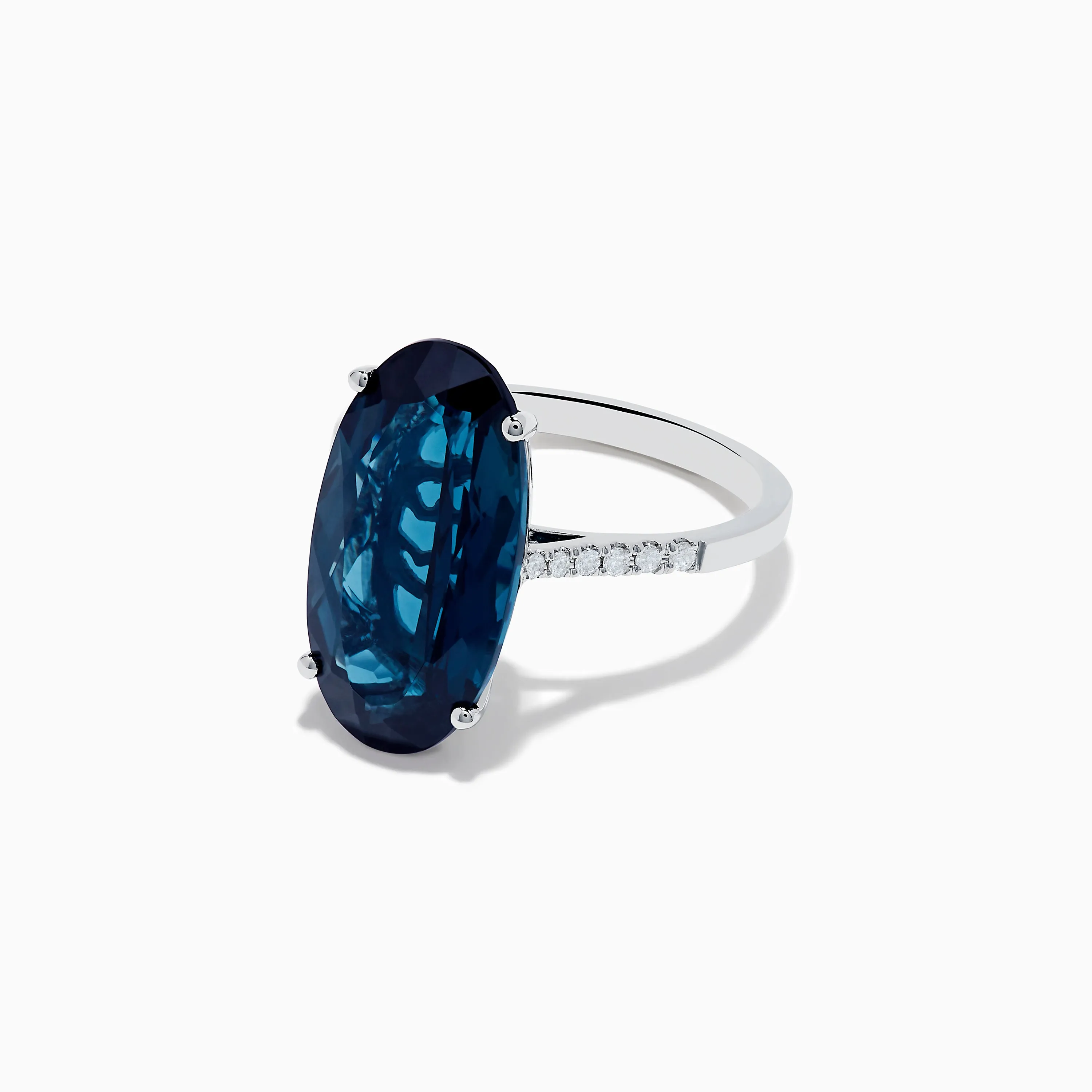 14K White Gold London Blue Topaz and Diamond Ring