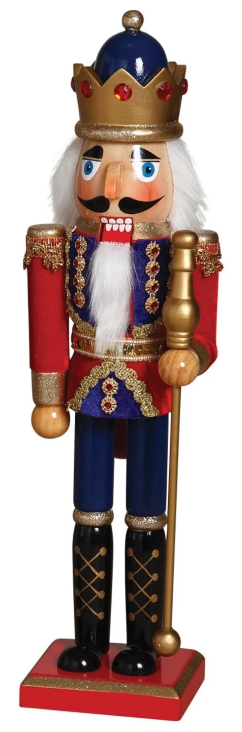 15" Red & Blue Wooden Decorative Nutcracker