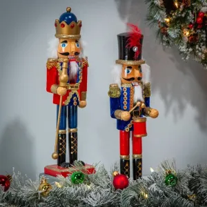 15" Red & Blue Wooden Decorative Nutcracker