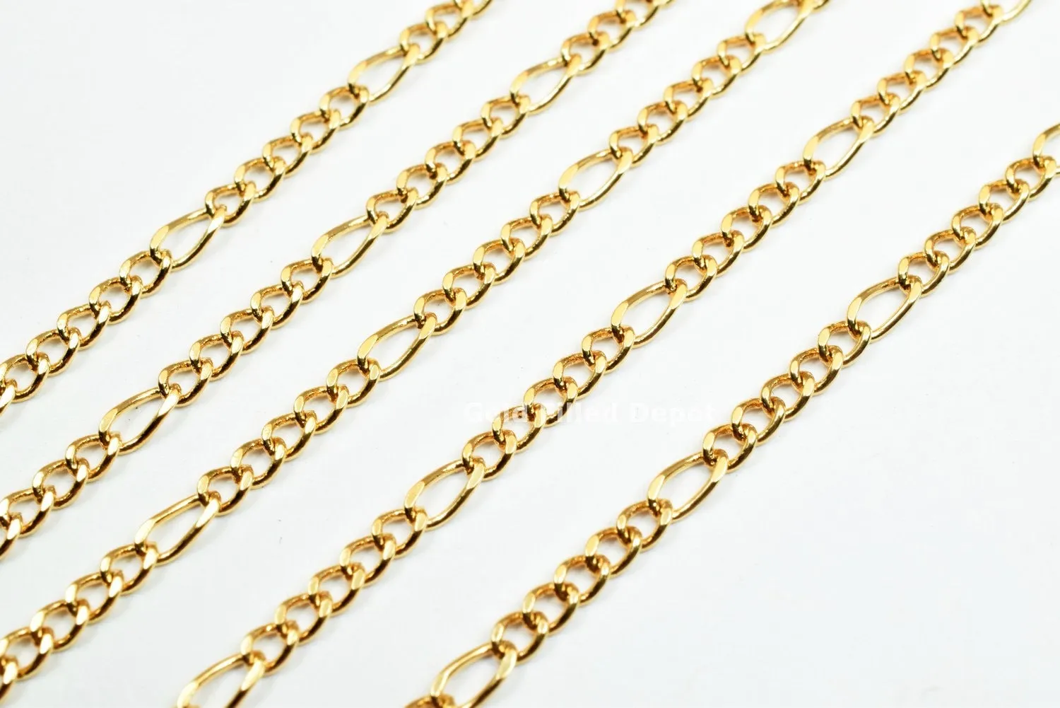 3 Foots 18K Gold Filled Look, Chain Cable Link Chain Width 2mm Thickness 0.5mm Gold-Filled finding for Gold Filled Look, Jewelry Making GFC013