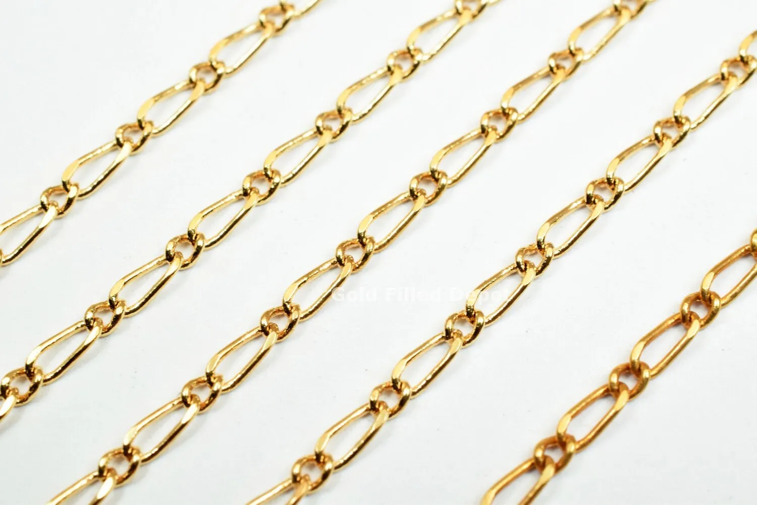 3 Foots 18K Gold Filled Look, Chain Cable Link Chain Width 2mm Thickness 0.5mm Gold-Filled finding for Gold Filled Look, Jewelry Making GFC013