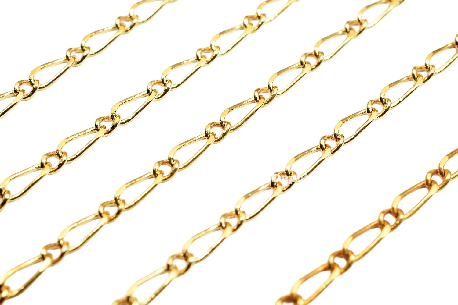 3 Foots 18K Gold Filled Look, Chain Cable Link Chain Width 2mm Thickness 0.5mm Gold-Filled finding for Gold Filled Look, Jewelry Making GFC013