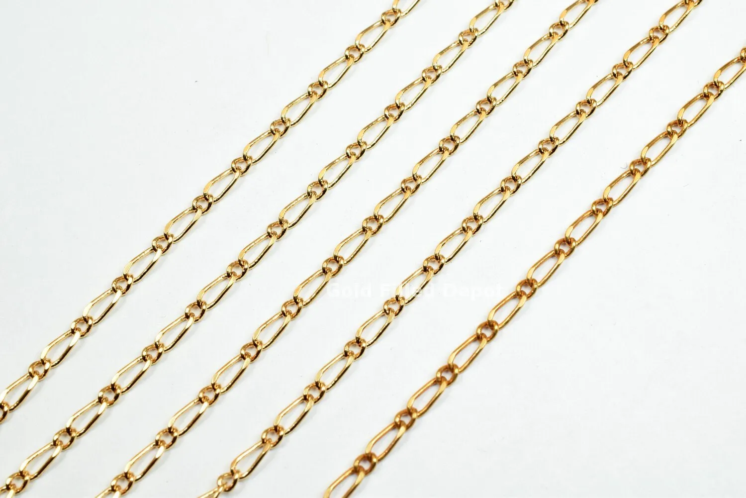 3 Foots 18K Gold Filled Look, Chain Cable Link Chain Width 2mm Thickness 0.5mm Gold-Filled finding for Gold Filled Look, Jewelry Making GFC013