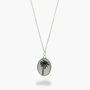 Black Enamelled Silver Palm Tree Necklace