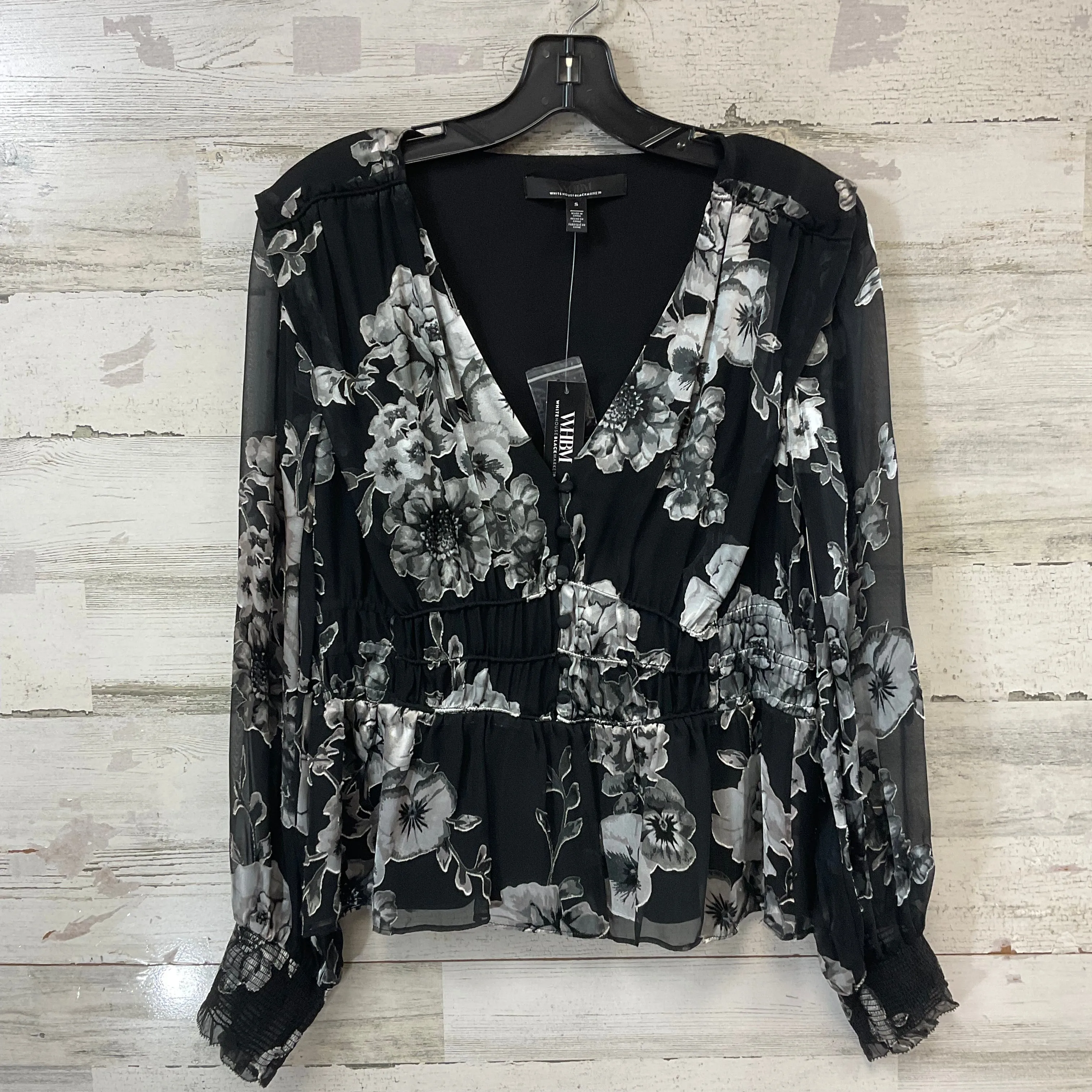 Blouse Long Sleeve By White House Black Market In Black, Size: S