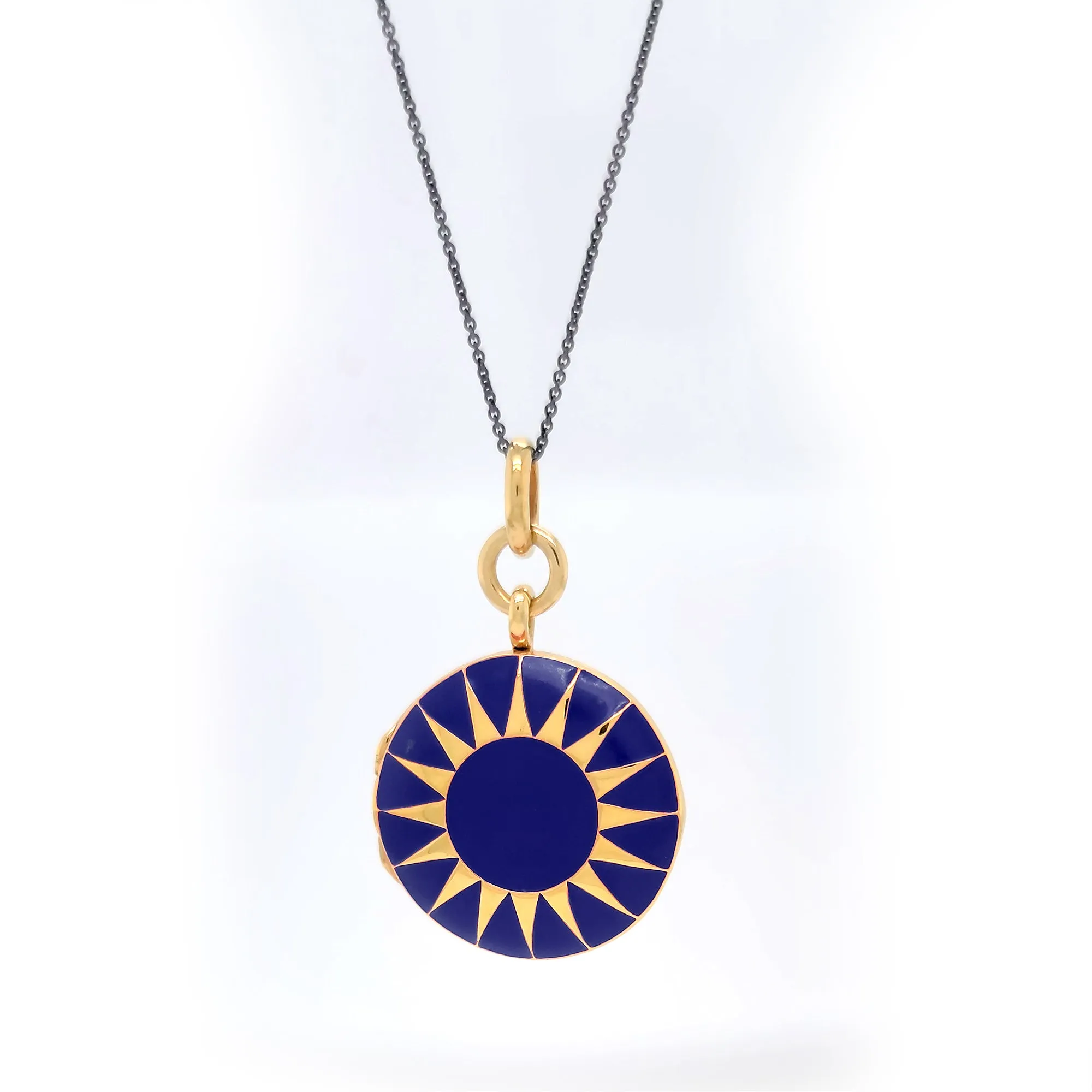 Blue Enamel Vermeil Round Locket