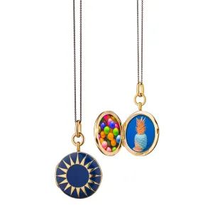 Blue Enamel Vermeil Round Locket