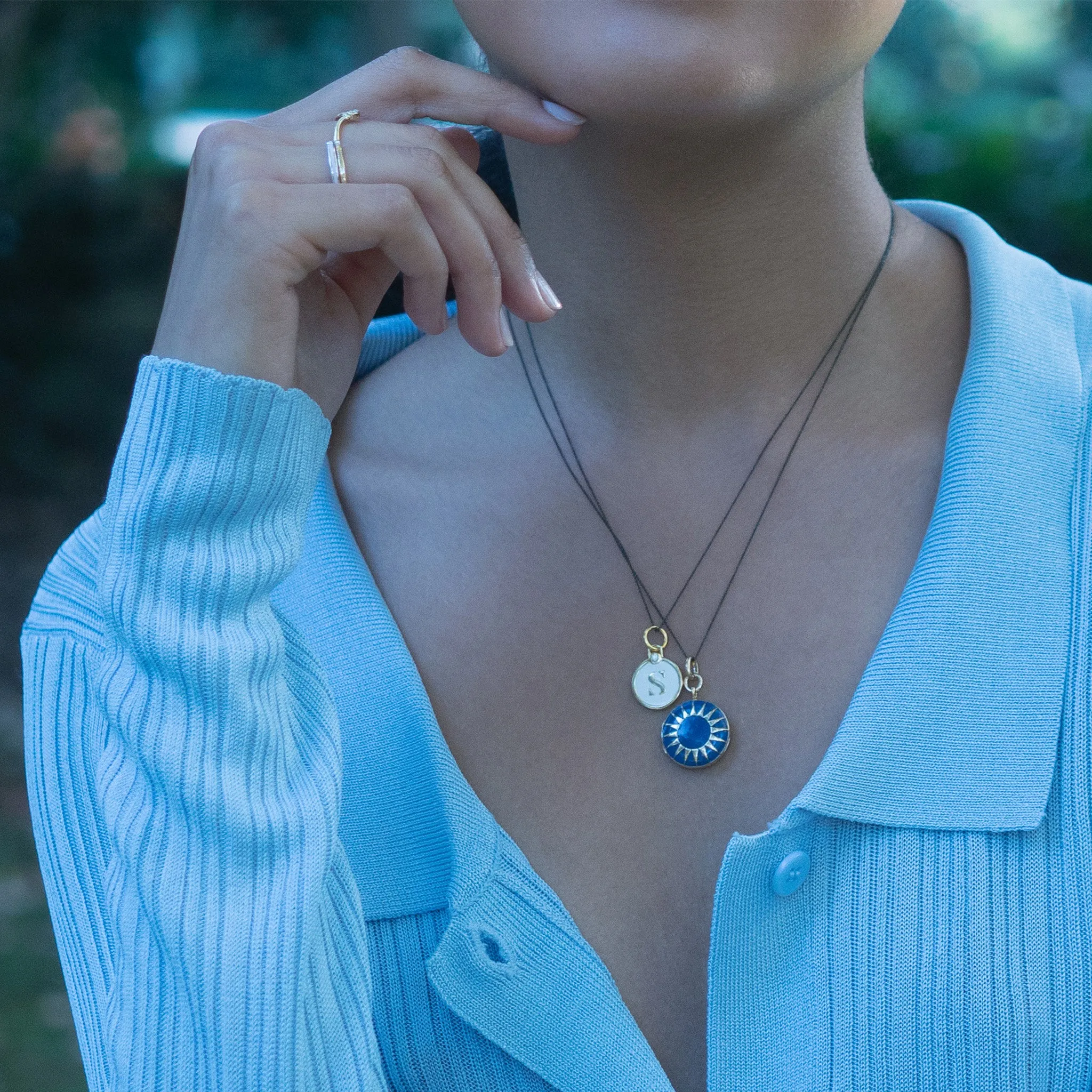 Blue Enamel Vermeil Round Locket