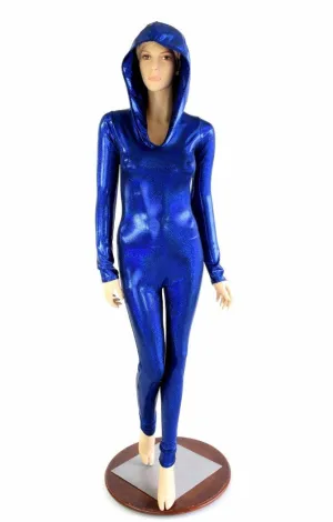 Blue Sparkly Hooded Catsuit