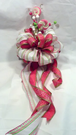 Candy Tree topper, Red and Green Ribbon Tree topper