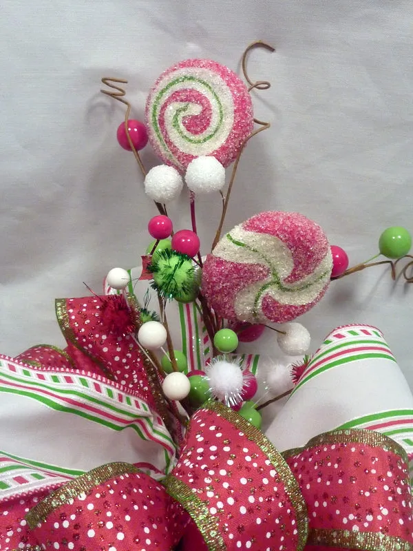 Candy Tree topper, Red and Green Ribbon Tree topper