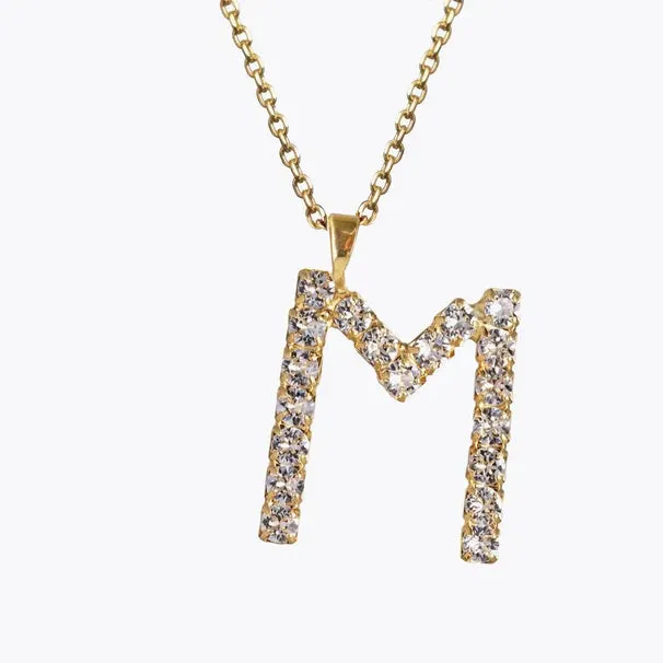 Caroline Svedbom Mini Letter Necklace Crystal M