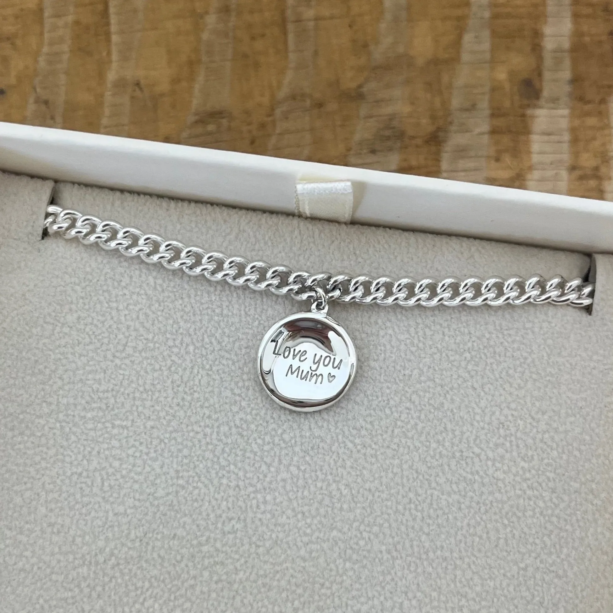 Custom Engraved Charm Bracelet | Silver