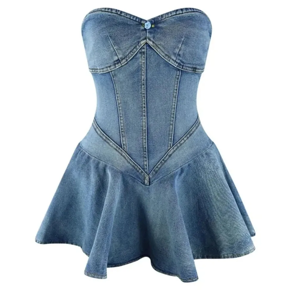 Denim Tube Mini Dress