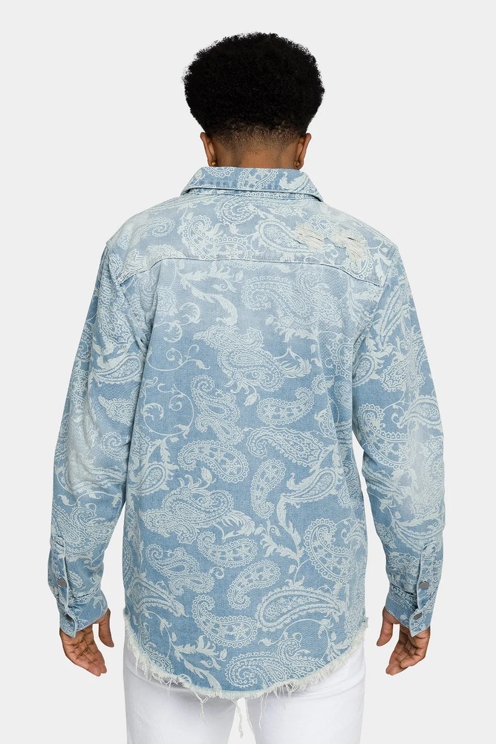 Faded Bandana Paisley Denim Overshirt