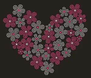 Flower Heart Bling Transfer -