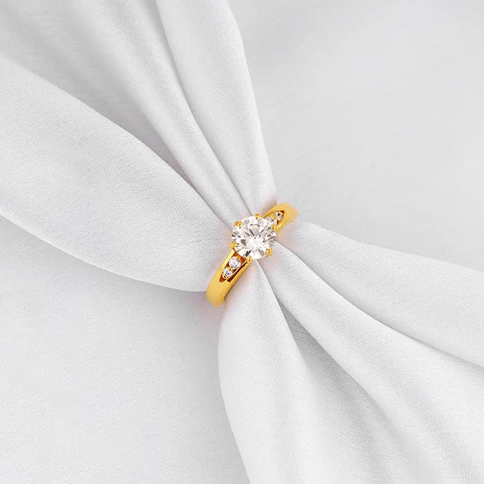 Golden Sparkling Solitaire Ring