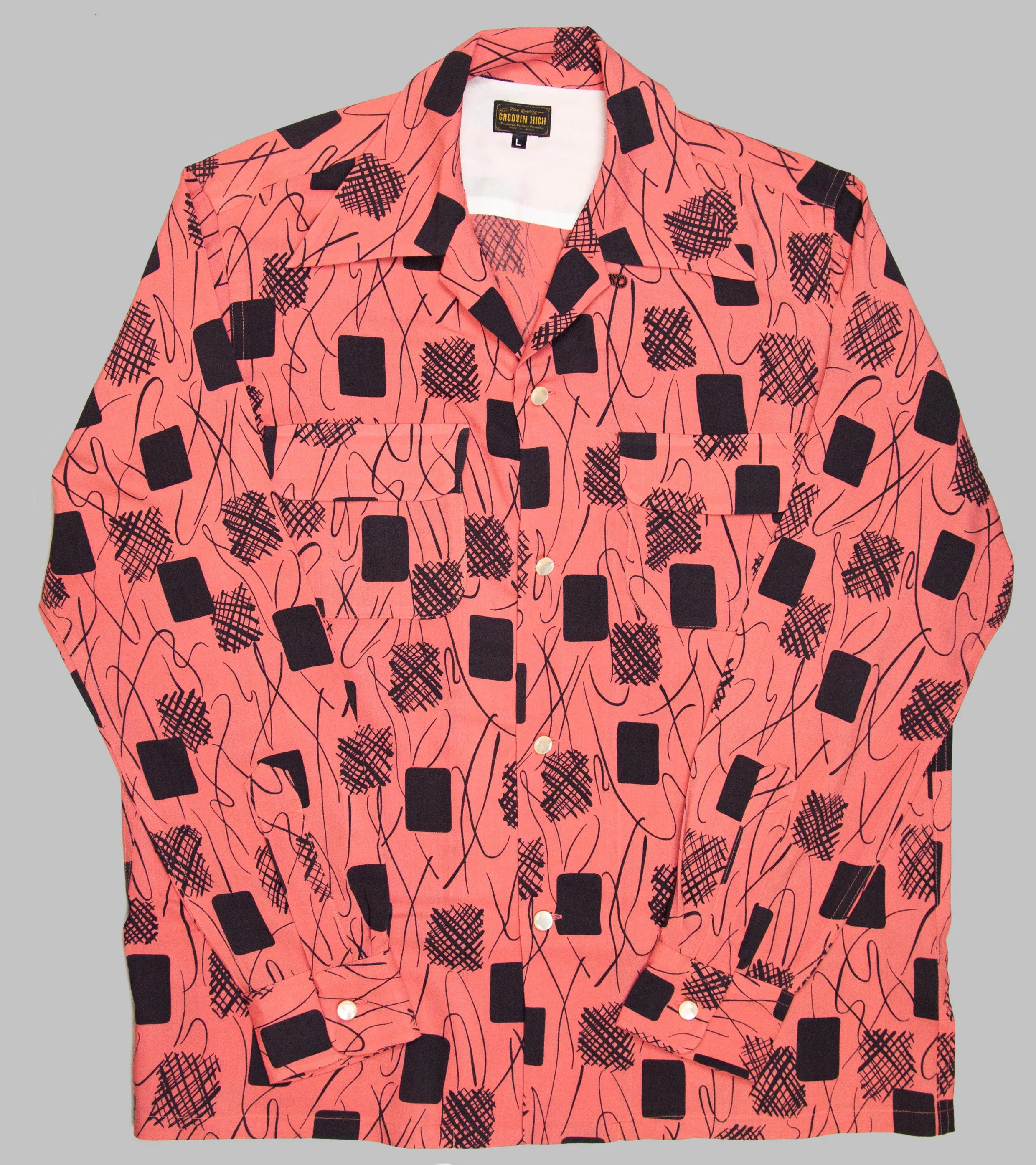 Groovin High Open Collar Shirt A119 Salmon