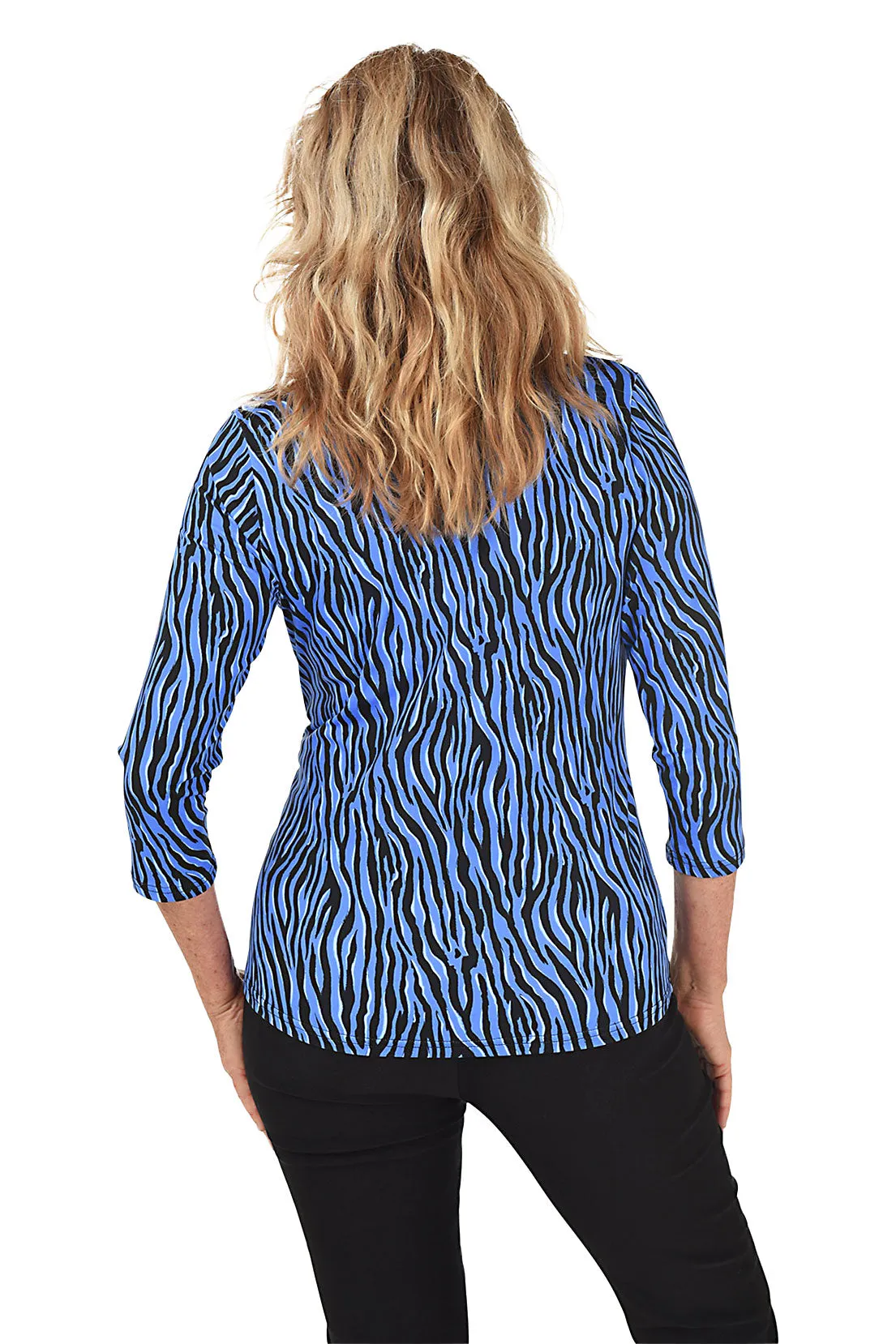 Hypnotic Zebra Ruffle Neck UPF50  Top