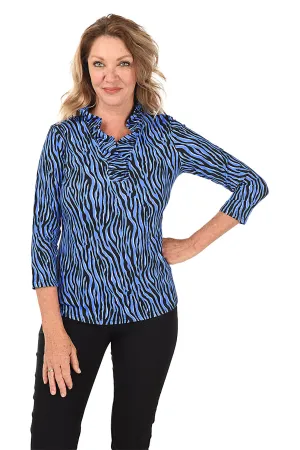 Hypnotic Zebra Ruffle Neck UPF50  Top