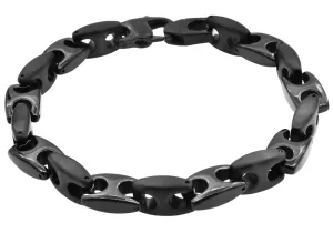 Mens Black Stainless Steel Anchor Chain Bracelet