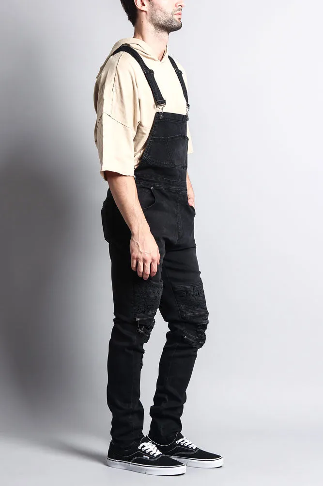 Men's Distressed Denim Overalls