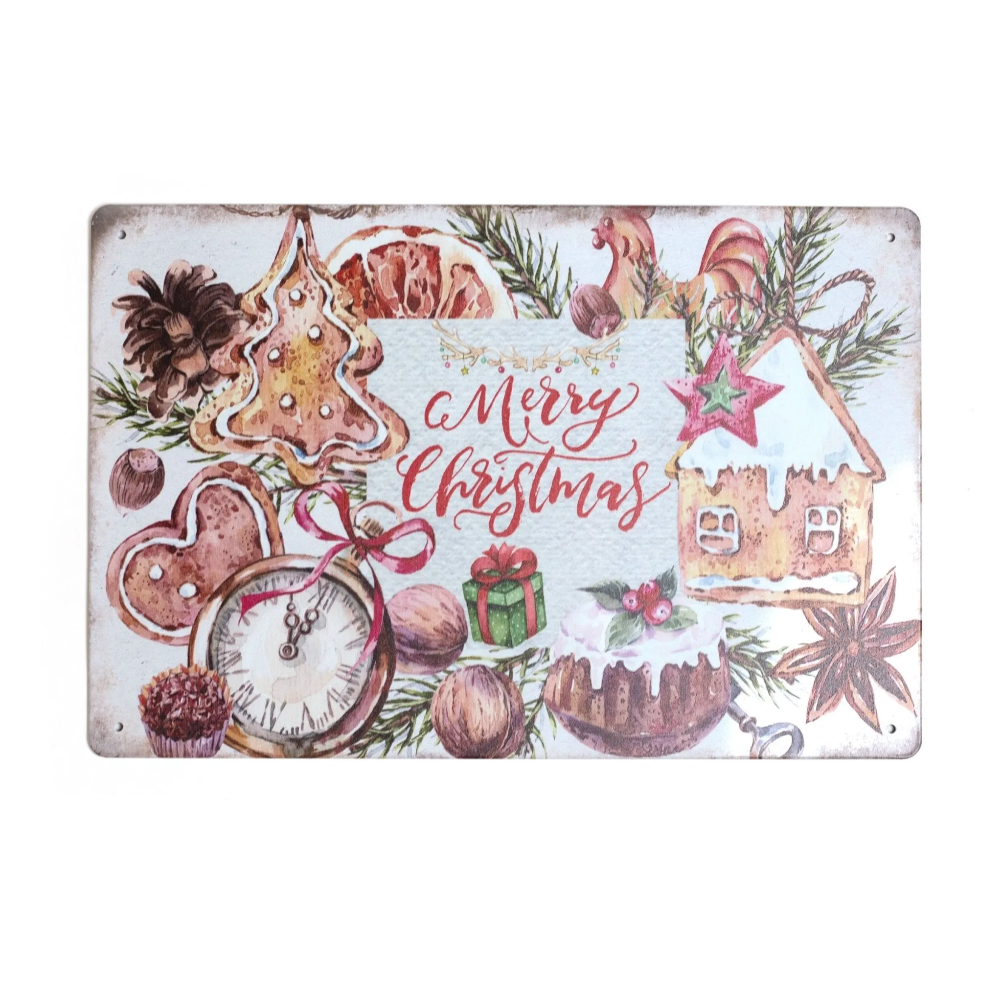 Merry Christmas Gingerbread Metal Sign 20x30cm 2030001