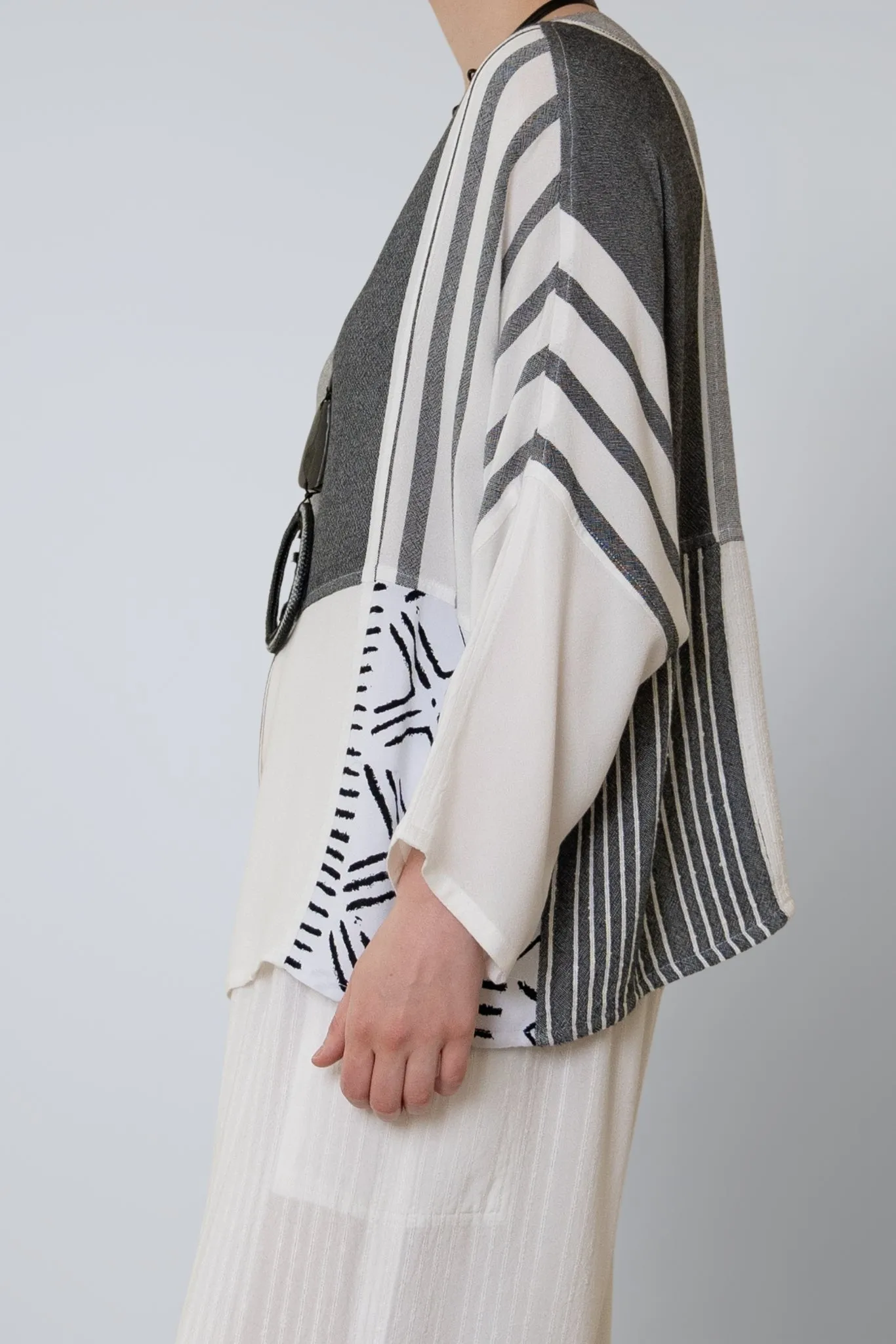 Mixed Print Jacket - White