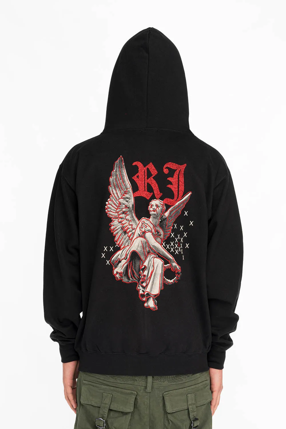 NEON ANGEL MENS PULLOVER HOODIE IN BLACK