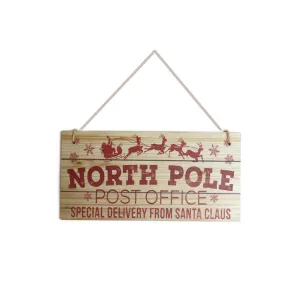 North Pole Post Office Wooden Sign 10x20cm 1020001