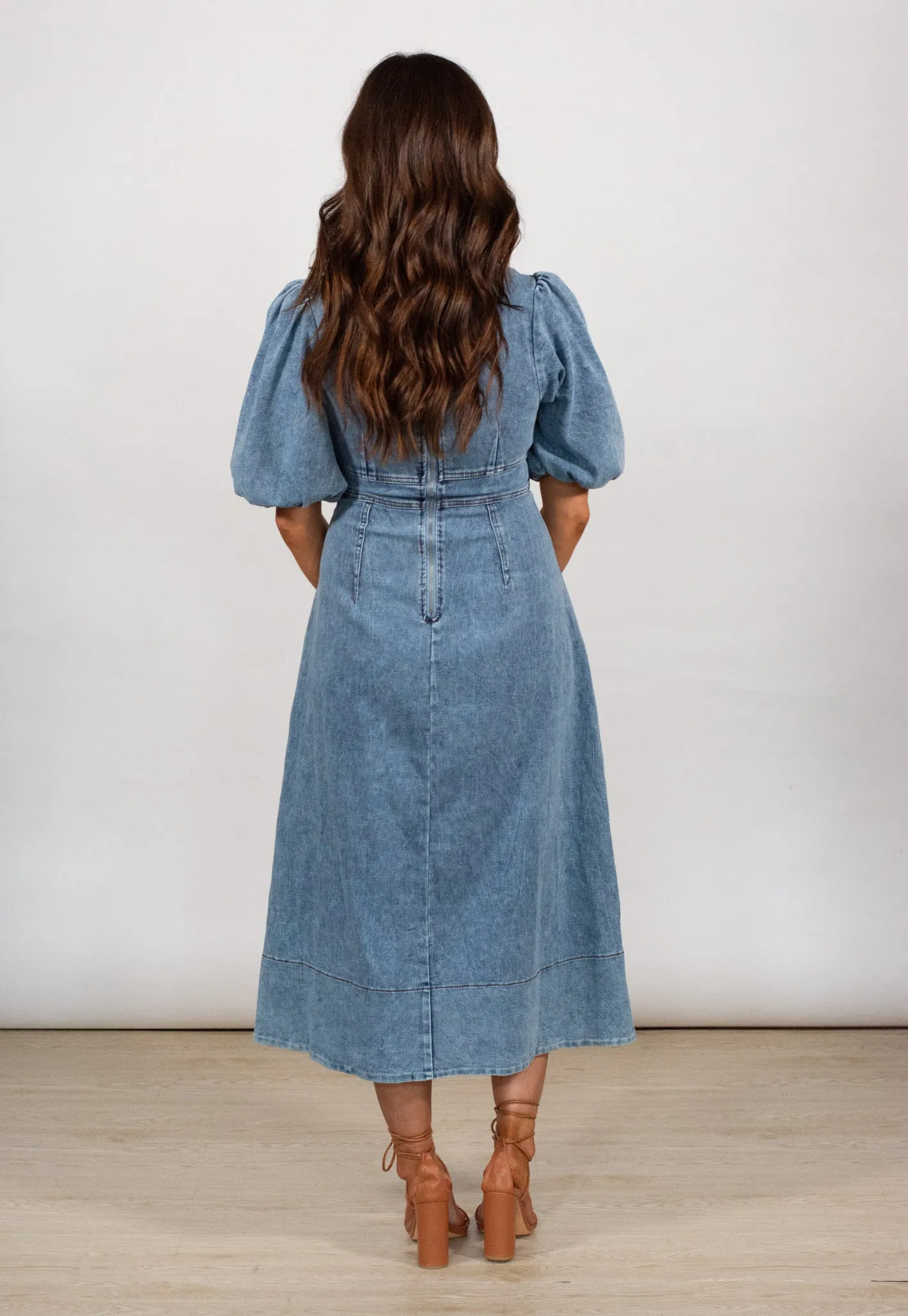 Now Or Never Denim Midi Dress