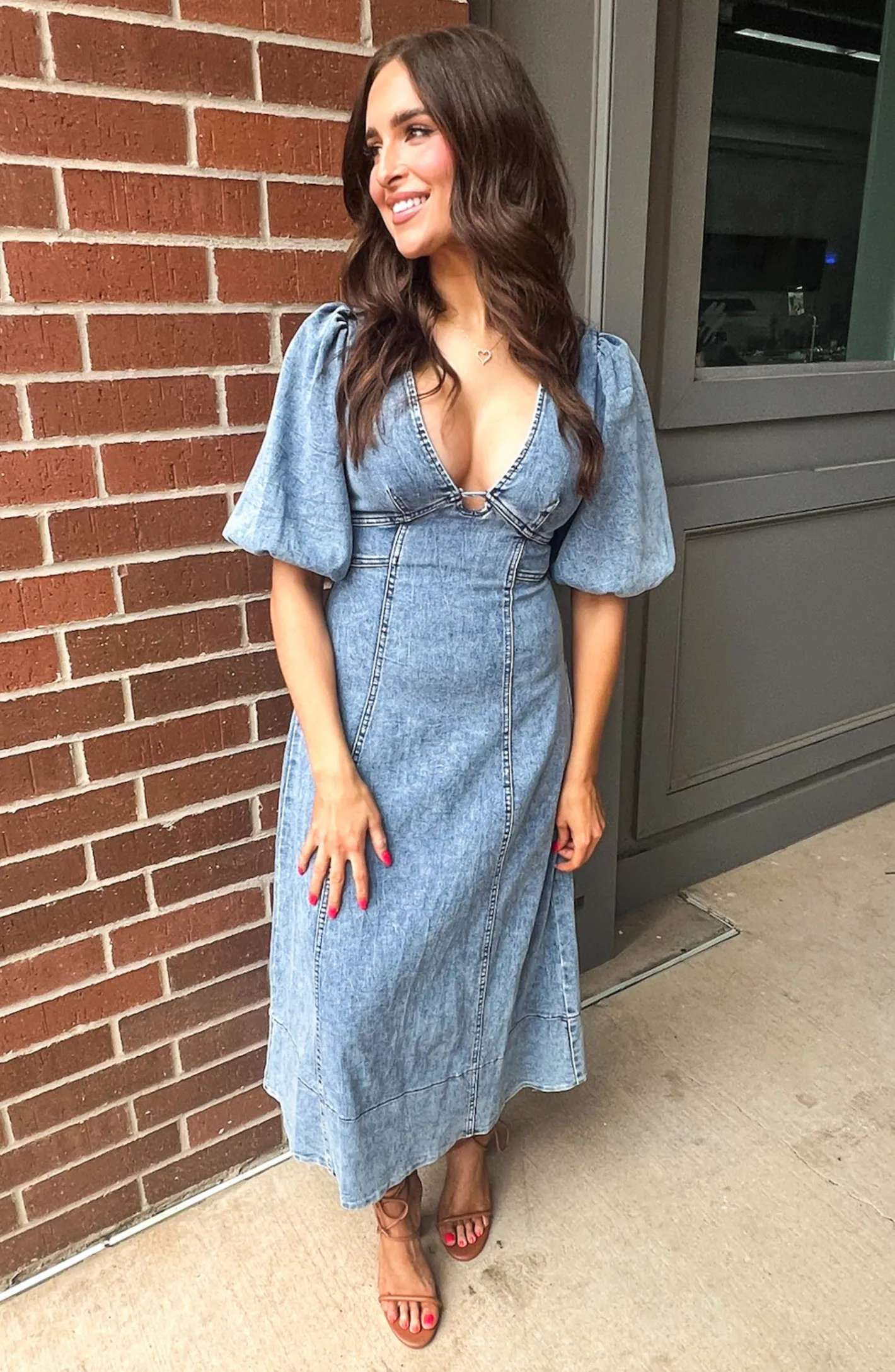 Now Or Never Denim Midi Dress