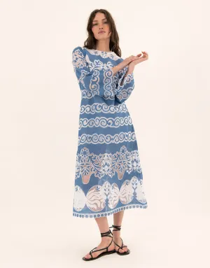 Seraphina Lace Midi Dress - Sunbath Denim