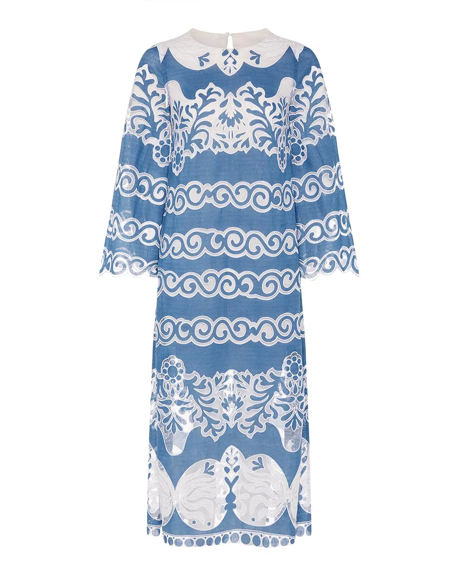 Seraphina Lace Midi Dress - Sunbath Denim