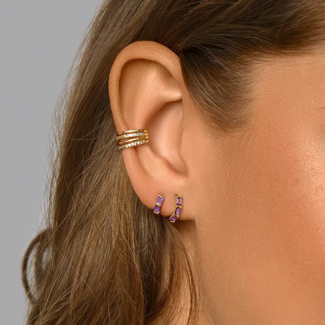 Sia M Lavande Gold Hoop Single Earring