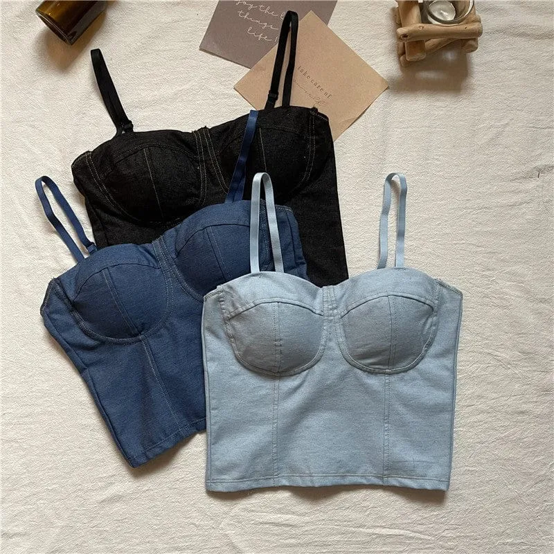 Women's Cute Elastic Denim Bustier