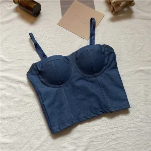 Women's Cute Elastic Denim Bustier