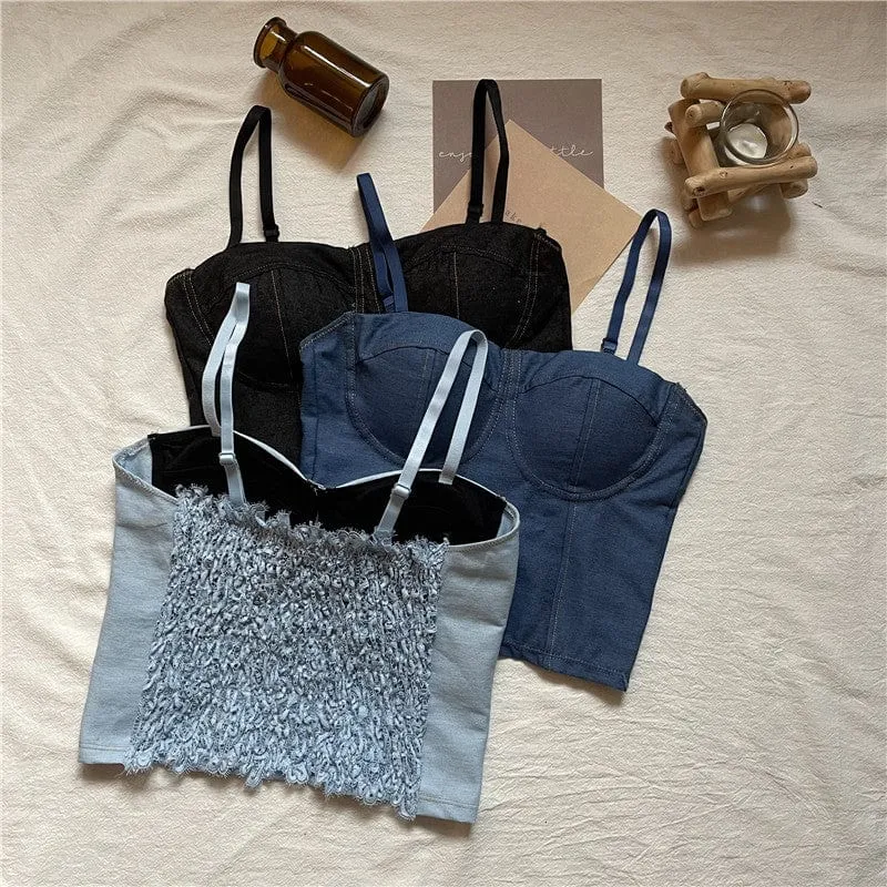 Women's Cute Elastic Denim Bustier