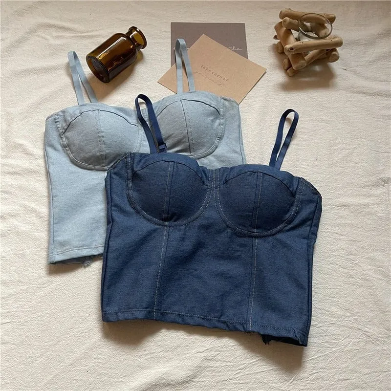 Women's Cute Elastic Denim Bustier