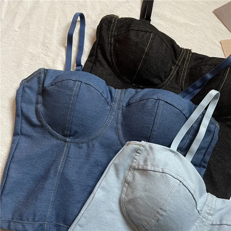 Women's Cute Elastic Denim Bustier