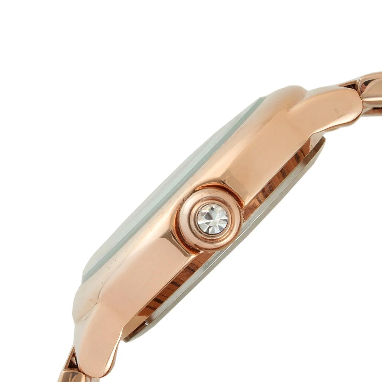 Women's Rose Gold Plated 36mm Round Tank Steel Bracelet Watch