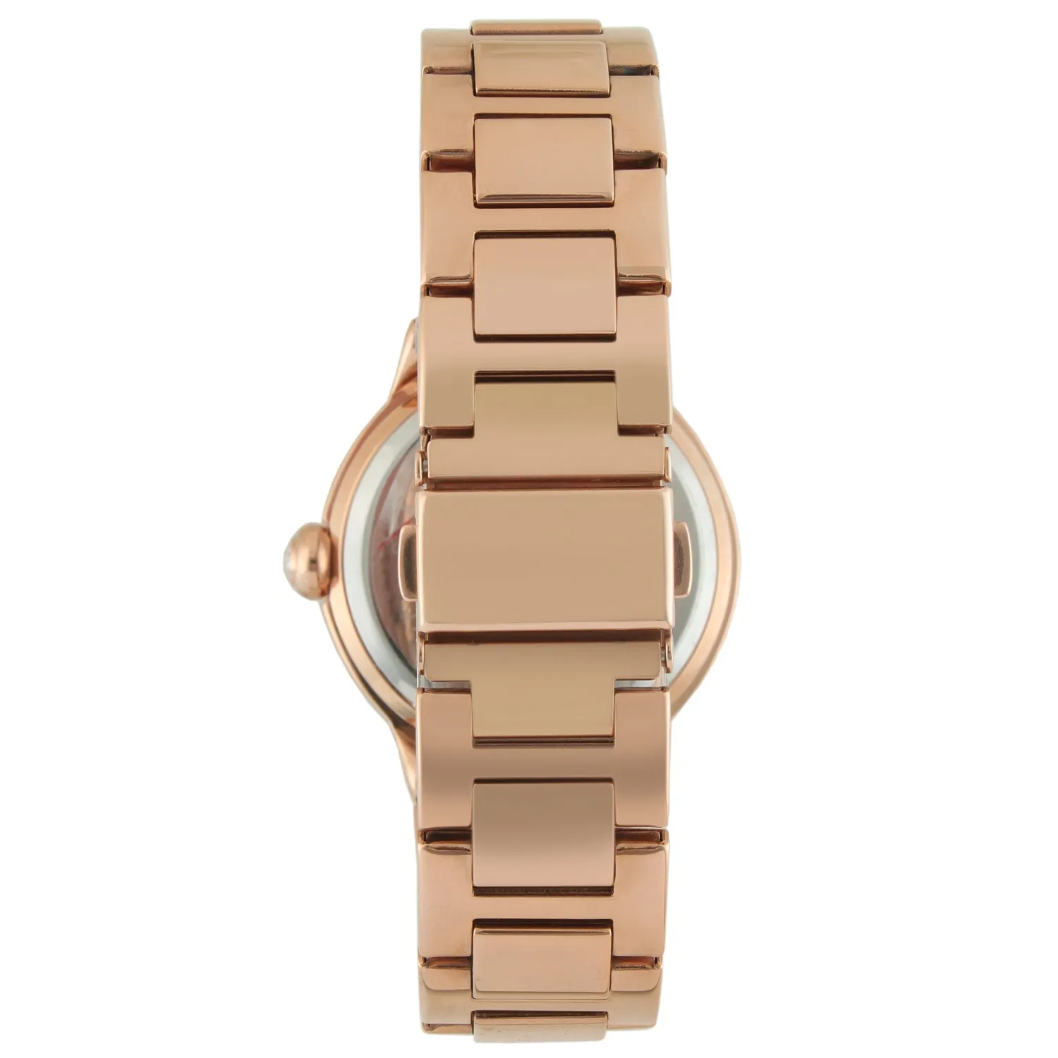 Women's Rose Gold Plated 36mm Round Tank Steel Bracelet Watch